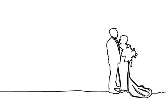 Download Abstract Line Art Couple Wedding Design - Premium Resources