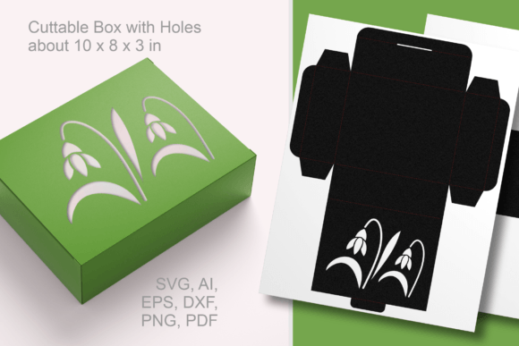 Download Snowdrops Rectangular Favor Box Template - Snowdrops Collection