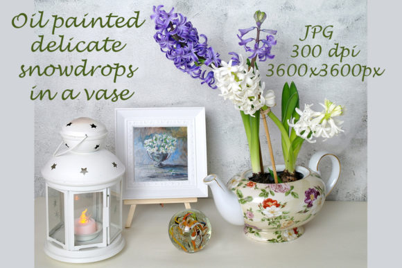 Download Oil Painted Delicate Snowdrops in a Vase - Snowdrops Collection
