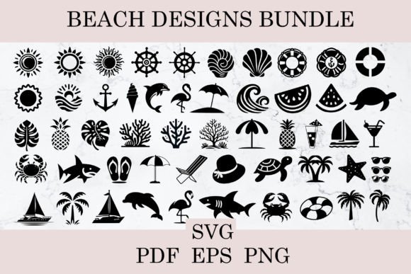 Download Beach Svg Bundle Summer Outline Clipart - Outline Collection