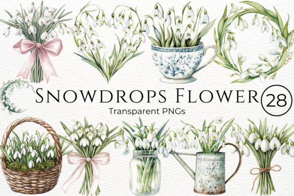 Download Snowdrops Flower Watercolor Cliparts - Snowdrops Collection